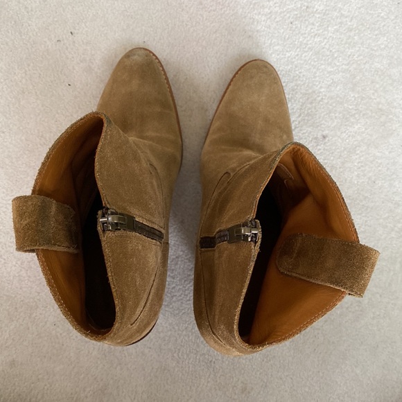 Saint Laurent Paris Dark Tan Suede Heeled Zip up Booties - Picture 11 of 16